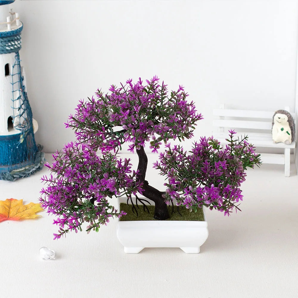 Artificial plastic bonsai flower garden for home decoration