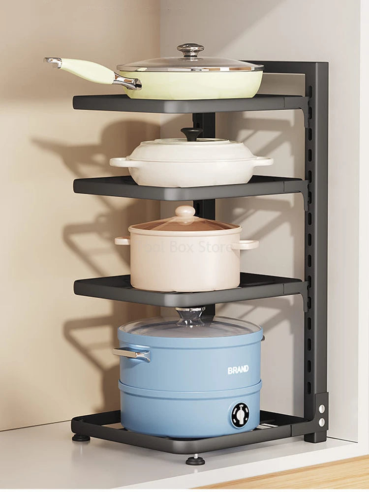 Kitchen Sink Rack Frying Pan Organizer Multi-Layer Pot Storage Cabinet Shelf